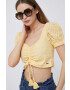 Pepe Jeans top din bumbac culoarea galben - Pled.ro