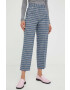 PS Paul Smith pantaloni de lana culoarea gri fason tigareta high waist - Pled.ro