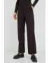 PS Paul Smith pantaloni din lana femei culoarea bordo lat high waist - Pled.ro