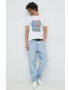 PS Paul Smith tricou din bumbac culoarea alb cu imprimeu - Pled.ro