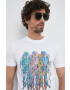 PS Paul Smith tricou din bumbac culoarea alb cu imprimeu - Pled.ro