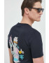 PS Paul Smith tricou din bumbac culoarea albastru marin cu imprimeu - Pled.ro