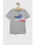 Puma tricou de bumbac pentru copii ESS+ LOGO POWER Tee B culoarea gri cu imprimeu - Pled.ro