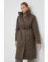 Rains geacă 15500 Long Padded Nylon W Coat culoarea maro de tranzitie 15500.66-66.Wood - Pled.ro