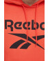 Reebok bluza femei culoarea gri cu glugă cu imprimeu - Pled.ro