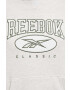 Reebok Classic hanorac de bumbac femei culoarea bej cu glugă cu imprimeu - Pled.ro