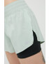 Reebok pantaloni scurți de alergare Workout Ready H65592 femei culoarea verde neted medium waist - Pled.ro