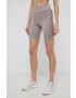 Reebok pantaloni scurți de antrenament H56373 femei culoarea galben neted high waist - Pled.ro