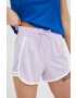 Reebok pantaloni scurți de antrenament Workout Ready femei culoarea violet cu imprimeu high waist - Pled.ro