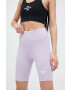 Reebok pantaloni scurti Identity femei culoarea violet neted high waist - Pled.ro