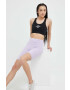 Reebok pantaloni scurti Identity femei culoarea violet neted high waist - Pled.ro