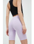 Reebok pantaloni scurti Identity femei culoarea violet neted high waist - Pled.ro