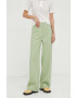 Remain pantaloni femei culoarea verde drept high waist - Pled.ro