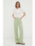 Remain pantaloni femei culoarea verde drept high waist - Pled.ro