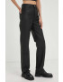 Remain pantaloni de piele femei culoarea negru lat high waist - Pled.ro