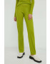 Resume Résumé pantaloni de lana femei culoarea verde drept high waist - Pled.ro