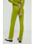 Resume Résumé pantaloni de lana femei culoarea verde drept high waist - Pled.ro