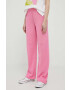 Rich & Royal pantaloni de bumbac culoarea roz drept high waist - Pled.ro