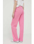 Rich & Royal pantaloni de bumbac culoarea roz drept high waist - Pled.ro