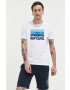 Rip Curl tricou din bumbac culoarea alb cu imprimeu - Pled.ro