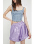 Rotate pantaloni scurti femei culoarea violet neted high waist - Pled.ro