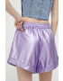 Rotate pantaloni scurti femei culoarea violet neted high waist - Pled.ro