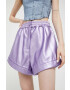 Rotate pantaloni scurti femei culoarea violet neted high waist - Pled.ro