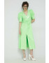 Rotate rochie culoarea verde midi evazati - Pled.ro