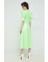 Rotate rochie culoarea verde midi evazati - Pled.ro