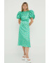 Rotate rochie culoarea verde midi evazati - Pled.ro