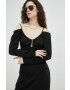 Samsoe Samsoe rochie culoarea negru midi drept - Pled.ro