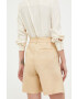 Silvian Heach pantaloni scurti din in culoarea bej neted high waist - Pled.ro