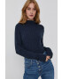 Silvian Heach Pulover femei culoarea albastru marin light cu turtleneck - Pled.ro