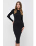 Silvian Heach rochie din lana culoarea negru midi mulata - Pled.ro