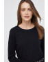 Sisley longsleeve din bumbac culoarea negru neted - Pled.ro