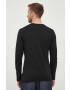 Sisley longsleeve din bumbac culoarea negru neted - Pled.ro