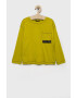 Sisley longsleeve din bumbac pentru copii culoarea verde neted - Pled.ro