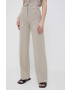 Sisley pantaloni femei culoarea bej drept high waist - Pled.ro