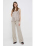 Sisley pantaloni femei culoarea bej drept high waist - Pled.ro