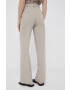 Sisley pantaloni femei culoarea bej drept high waist - Pled.ro