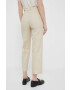 Sisley pantaloni femei culoarea bej drept high waist - Pled.ro