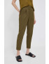 Sisley pantaloni femei culoarea verde fason chinos high waist - Pled.ro