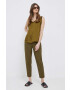 Sisley pantaloni femei culoarea verde fason chinos high waist - Pled.ro