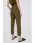 Sisley pantaloni femei culoarea verde fason chinos high waist - Pled.ro