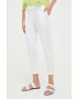 Sisley pantaloni femei culoarea turcoaz drept high waist - Pled.ro