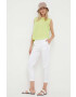 Sisley pantaloni femei culoarea turcoaz drept high waist - Pled.ro