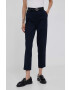 Sisley pantaloni femei culoarea albastru marin fason tigareta high waist - Pled.ro