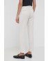 Sisley pantaloni femei culoarea bej drept high waist - Pled.ro