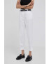 Sisley pantaloni femei culoarea alb fason tigareta high waist - Pled.ro