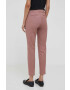 Sisley pantaloni femei culoarea roz mulata high waist - Pled.ro